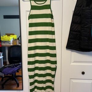 Nuzzle: Green and White Striped Women's Dress